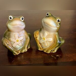 Cracker Barrel Mini Toad Frog Daisy Flower 2017 Salt And Pepper Shakers